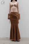 OUDE WAAG Washing Denim Fish Tail Skirt OW-23SS-SK04 reddish brown